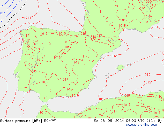 приземное давление ECMWF сб 25.05.2024 06 UTC