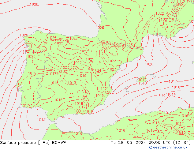 Yer basıncı ECMWF Sa 28.05.2024 00 UTC