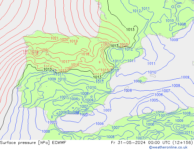 приземное давление ECMWF пт 31.05.2024 00 UTC