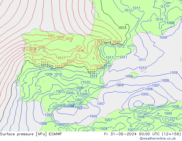 Bodendruck ECMWF Fr 31.05.2024 00 UTC