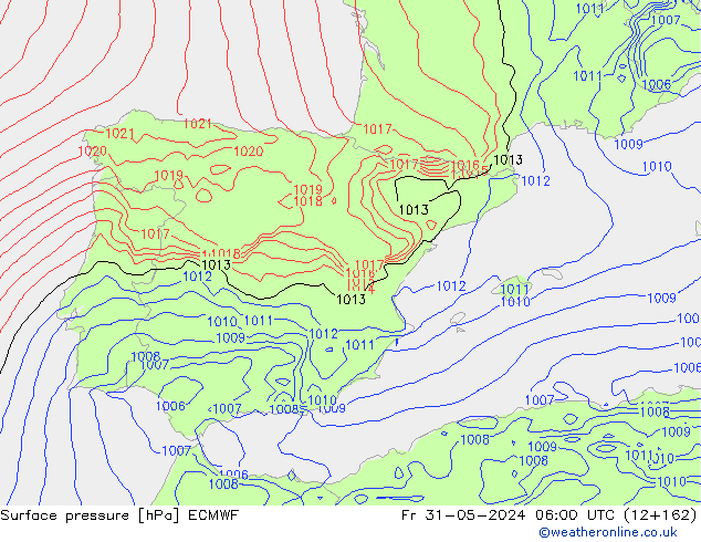 Surface pressure ECMWF Fr 31.05.2024 06 UTC