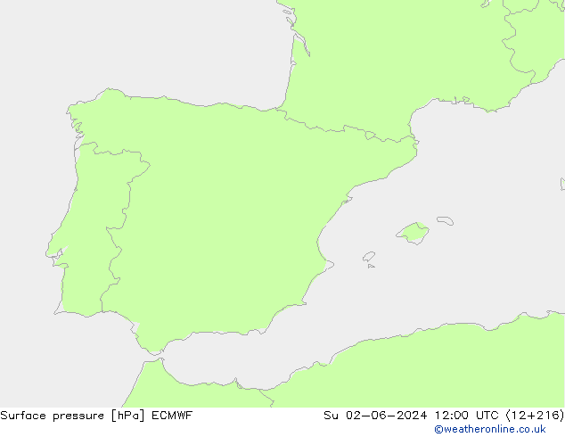 Yer basıncı ECMWF Paz 02.06.2024 12 UTC