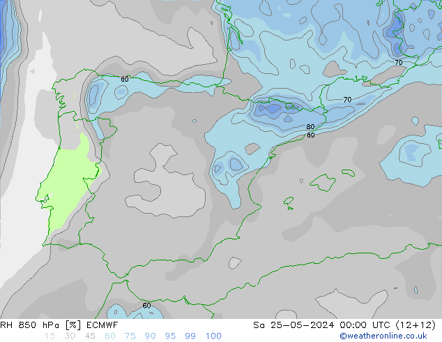 RV 850 hPa ECMWF za 25.05.2024 00 UTC