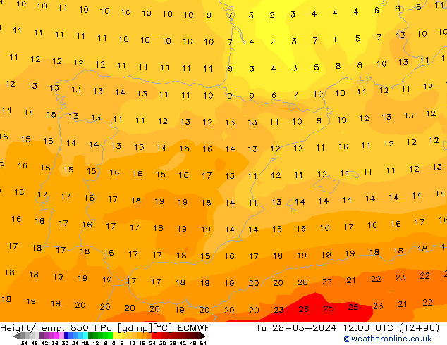 Z500/Rain (+SLP)/Z850 ECMWF вт 28.05.2024 12 UTC