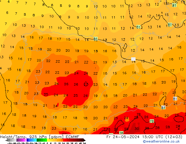 Géop./Temp. 925 hPa ECMWF ven 24.05.2024 15 UTC