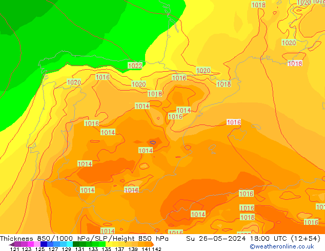 Thck 850-1000 hPa ECMWF nie. 26.05.2024 18 UTC