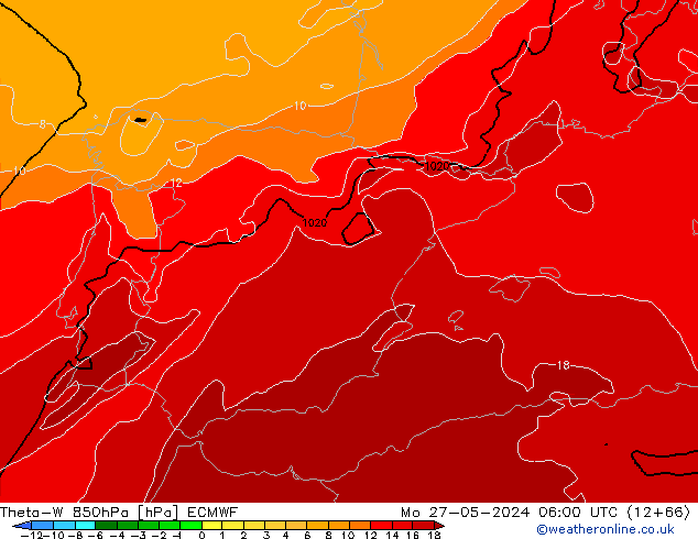 Theta-W 850hPa ECMWF Pzt 27.05.2024 06 UTC