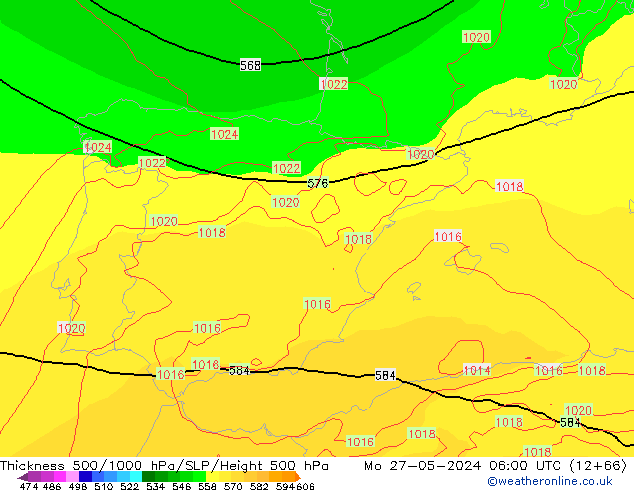 Dikte 500-1000hPa ECMWF ma 27.05.2024 06 UTC