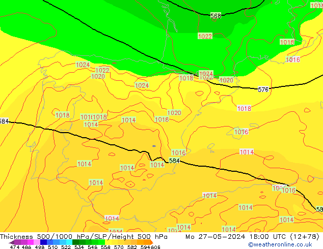 Thck 500-1000hPa ECMWF  27.05.2024 18 UTC