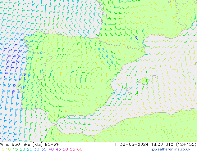 Vent 950 hPa ECMWF jeu 30.05.2024 18 UTC