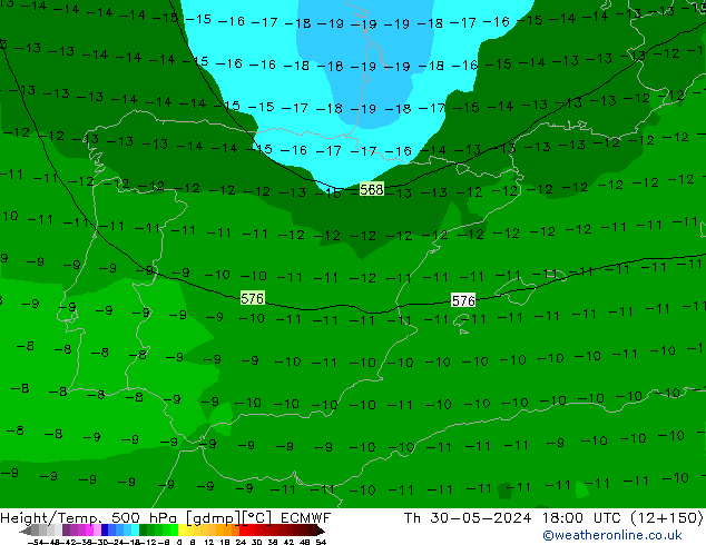 Z500/Yağmur (+YB)/Z850 ECMWF Per 30.05.2024 18 UTC