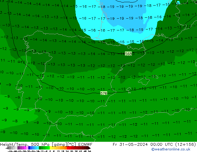 Z500/Yağmur (+YB)/Z850 ECMWF Cu 31.05.2024 00 UTC