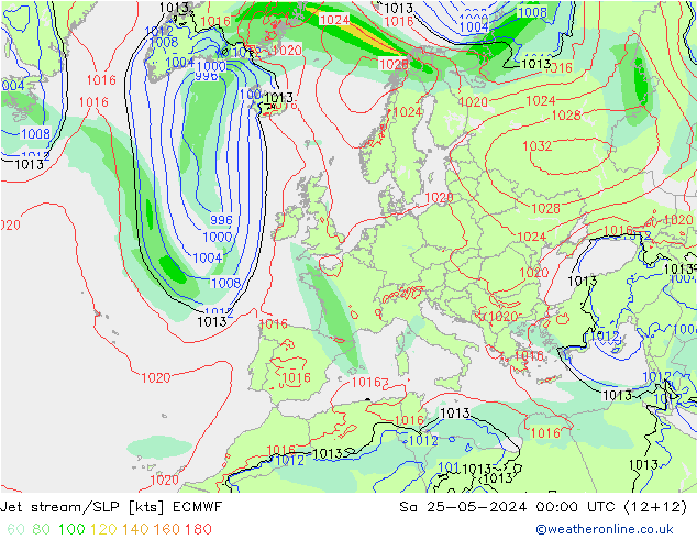 Polarjet/Bodendruck ECMWF Sa 25.05.2024 00 UTC