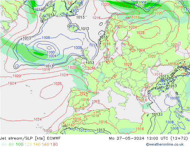 Corriente en chorro ECMWF lun 27.05.2024 12 UTC