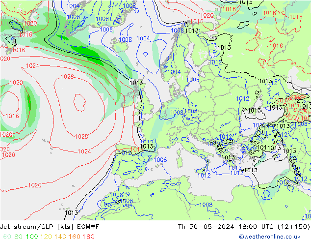 Jet Akımları/SLP ECMWF Per 30.05.2024 18 UTC