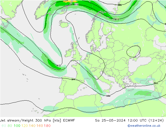 Jet stream/Height 300 hPa ECMWF So 25.05.2024 12 UTC