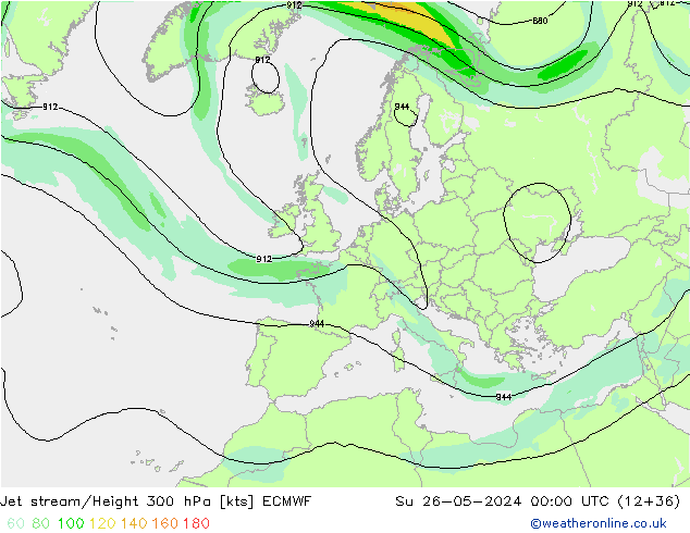 Straalstroom ECMWF zo 26.05.2024 00 UTC