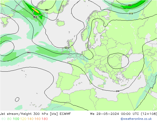 Jet stream/Height 300 hPa ECMWF We 29.05.2024 00 UTC