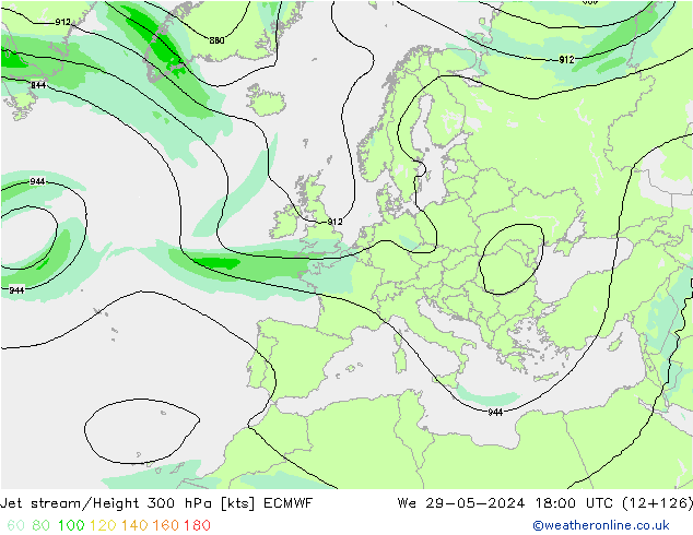 Straalstroom ECMWF wo 29.05.2024 18 UTC