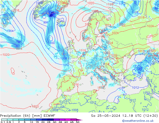 Precipitação (6h) ECMWF Sáb 25.05.2024 18 UTC