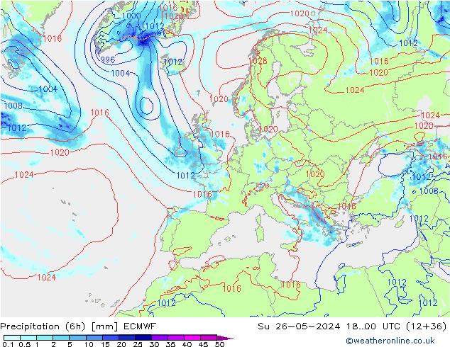 Z500/Rain (+SLP)/Z850 ECMWF Su 26.05.2024 00 UTC