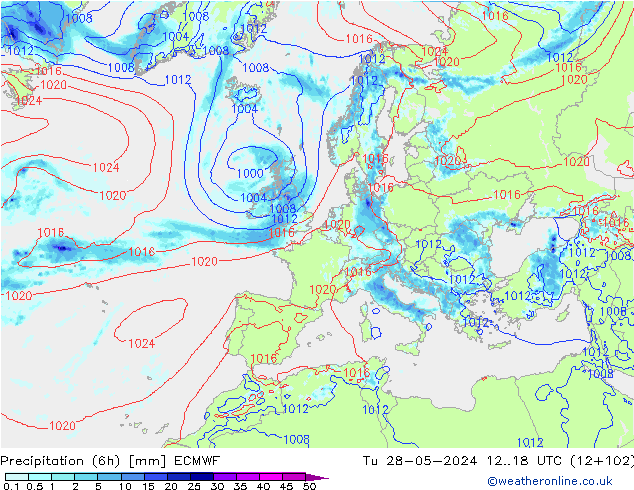 Z500/Rain (+SLP)/Z850 ECMWF Di 28.05.2024 18 UTC