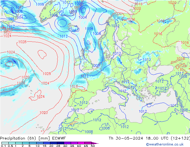 Z500/Rain (+SLP)/Z850 ECMWF jeu 30.05.2024 00 UTC