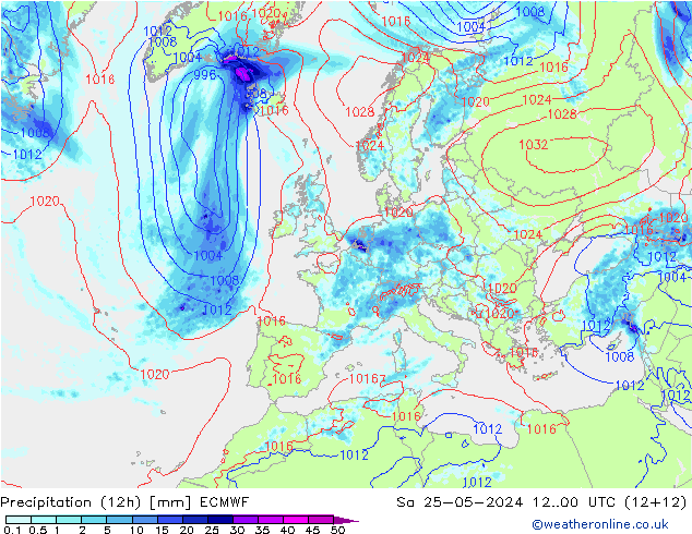 Precipitation (12h) ECMWF So 25.05.2024 00 UTC