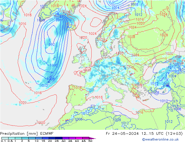 Niederschlag ECMWF Fr 24.05.2024 15 UTC