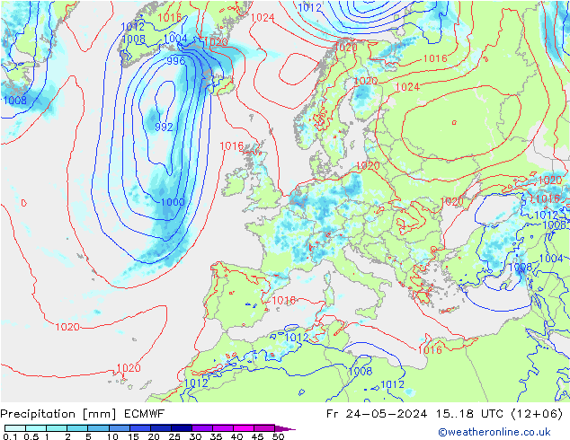 Precipitación ECMWF vie 24.05.2024 18 UTC