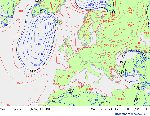 ciśnienie ECMWF pt. 24.05.2024 12 UTC