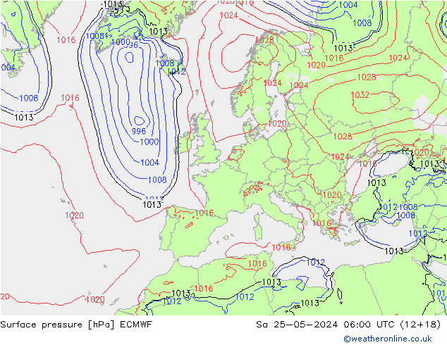 Luchtdruk (Grond) ECMWF za 25.05.2024 06 UTC