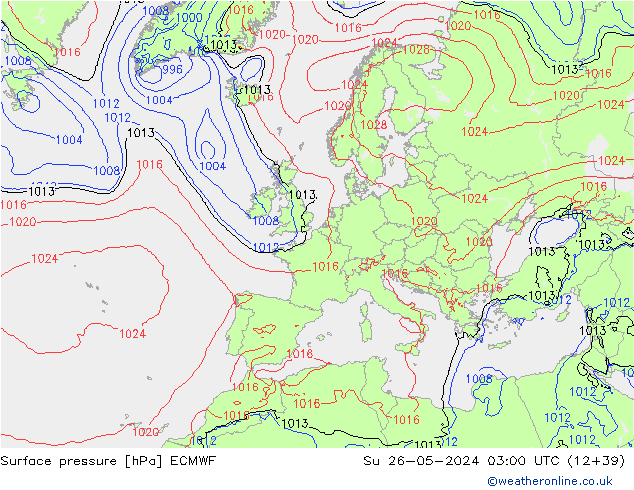 приземное давление ECMWF Вс 26.05.2024 03 UTC