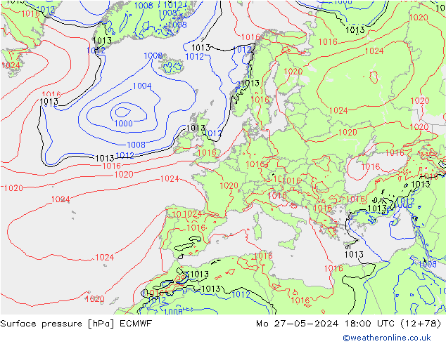 приземное давление ECMWF пн 27.05.2024 18 UTC