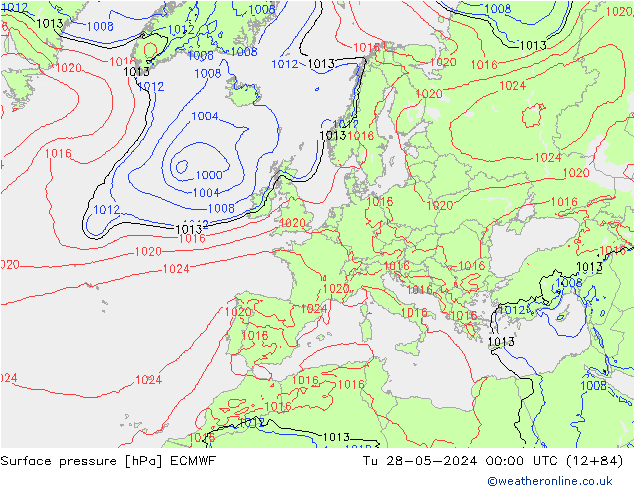 приземное давление ECMWF вт 28.05.2024 00 UTC