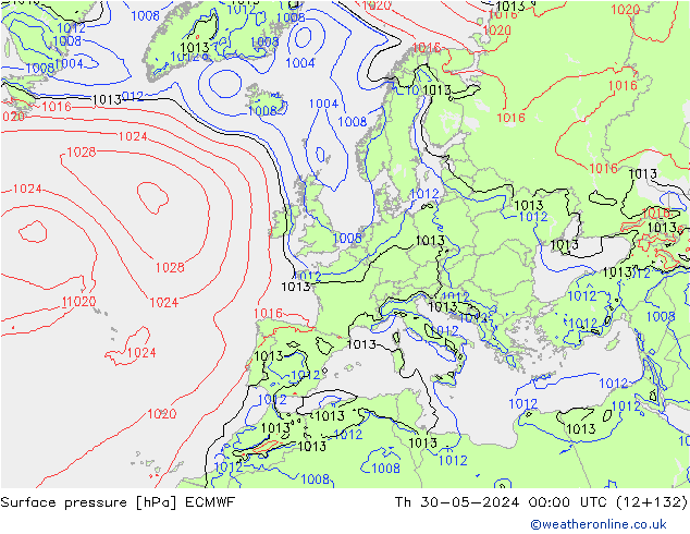 Surface pressure ECMWF Th 30.05.2024 00 UTC