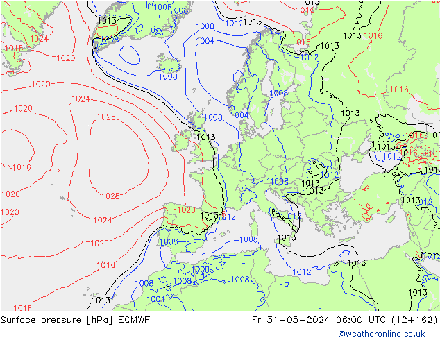 Luchtdruk (Grond) ECMWF vr 31.05.2024 06 UTC