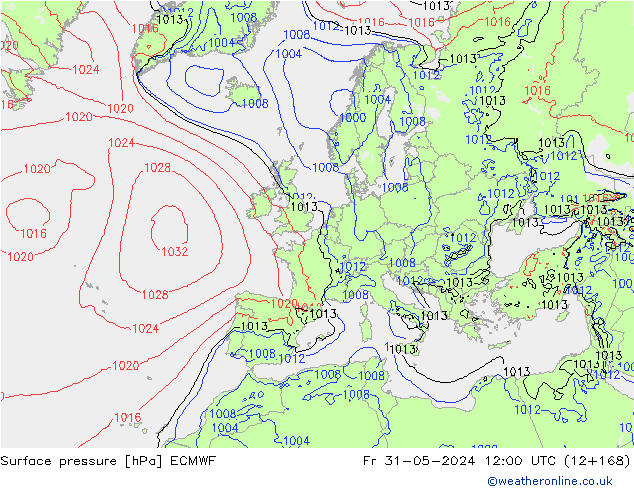 Yer basıncı ECMWF Cu 31.05.2024 12 UTC