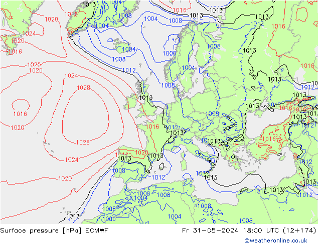 Yer basıncı ECMWF Cu 31.05.2024 18 UTC