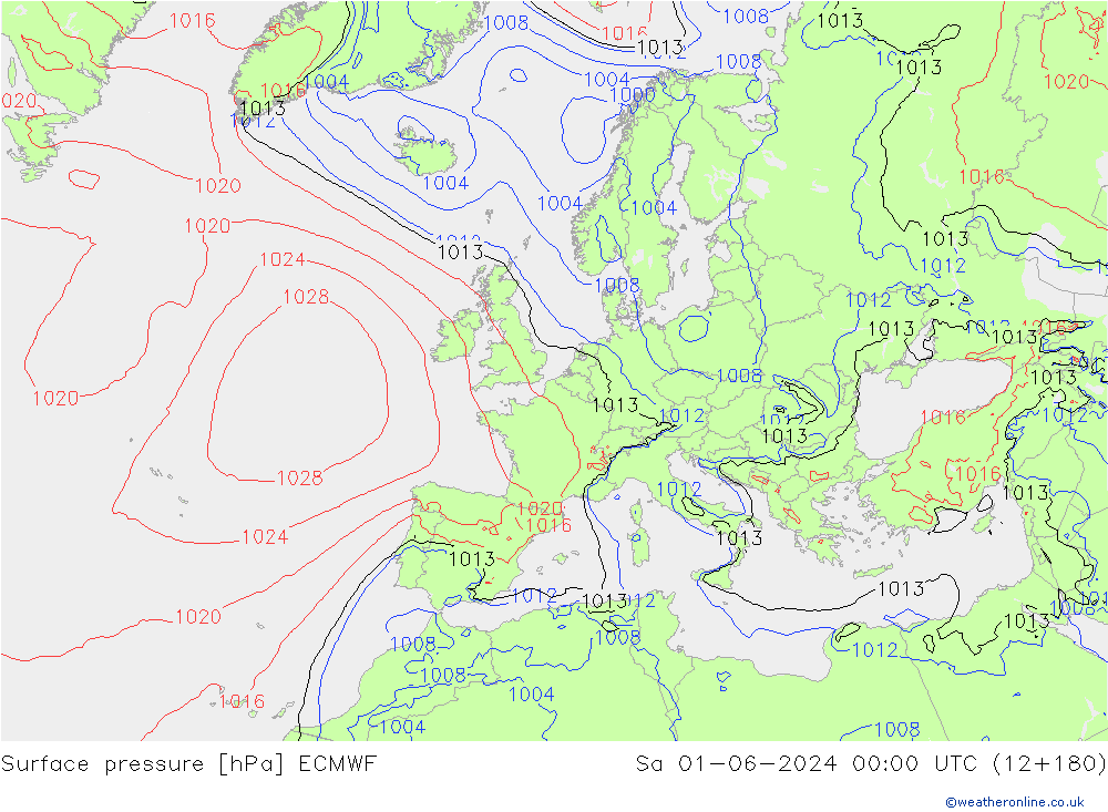 Atmosférický tlak ECMWF So 01.06.2024 00 UTC