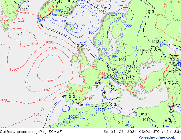 приземное давление ECMWF сб 01.06.2024 06 UTC