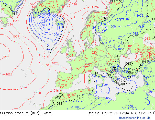 ciśnienie ECMWF pon. 03.06.2024 12 UTC