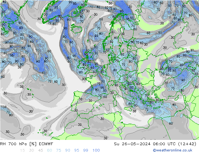 700 hPa Nispi Nem ECMWF Paz 26.05.2024 06 UTC