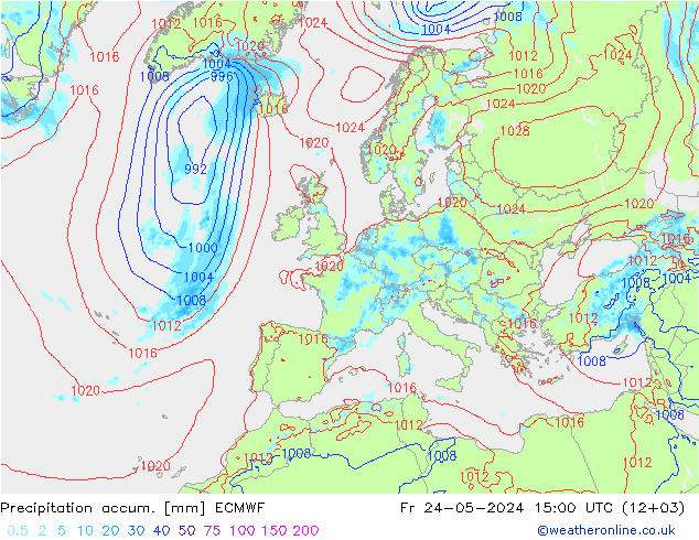 Precipitation accum. ECMWF pt. 24.05.2024 15 UTC