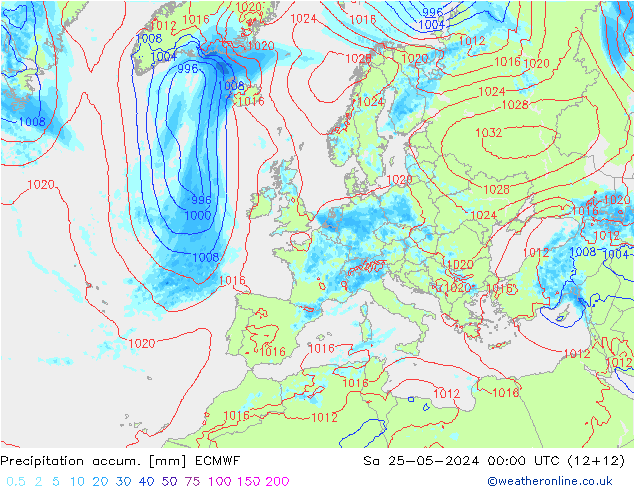 Toplam Yağış ECMWF Cts 25.05.2024 00 UTC