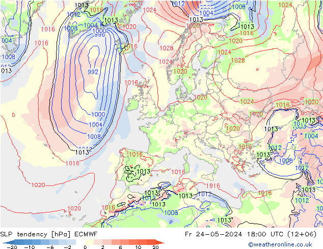 Drucktendenz ECMWF Fr 24.05.2024 18 UTC