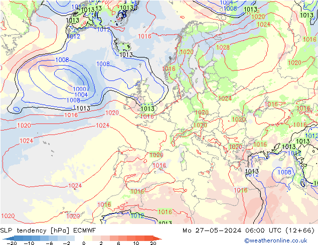 SLP tendency ECMWF Mo 27.05.2024 06 UTC