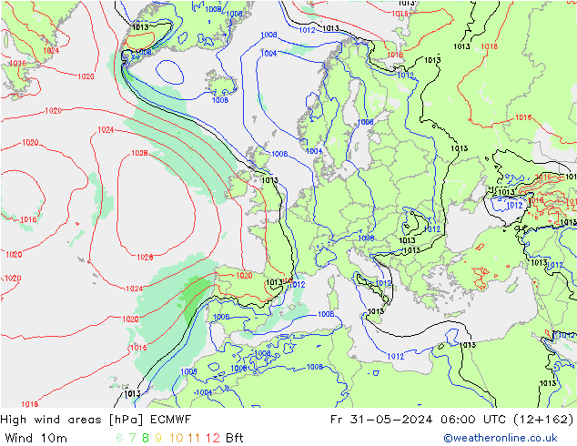 High wind areas ECMWF ven 31.05.2024 06 UTC