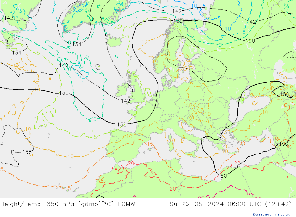 Z500/Rain (+SLP)/Z850 ECMWF Su 26.05.2024 06 UTC