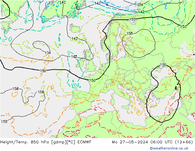 Géop./Temp. 850 hPa ECMWF lun 27.05.2024 06 UTC